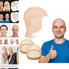 Beige Latex Bald Cap 2 Nylon Wig Caps for Men Women Halloween Cosplay Costume
