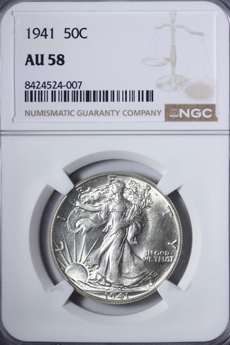 1941 Walking Liberty Half Dollar NGC AU58 TWSEM