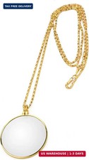Magnifying Glass Necklace Monocle 5X Necklace With 1.6 Inch Glass 35.4 Inch Gold