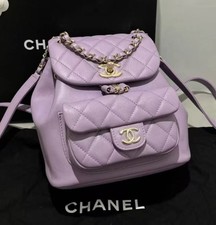 Auth Chanel Duma Small Lavender Lilac Purple Lambskin Backpack GHW