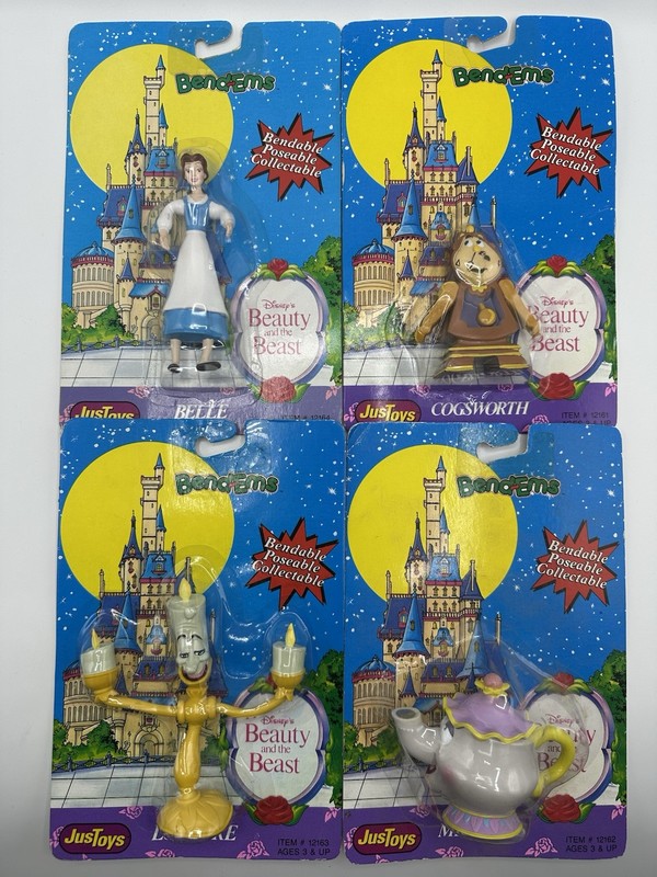 Disney Beauty and the Beast Bend-Ems Poseable Action Figures Lot of 4