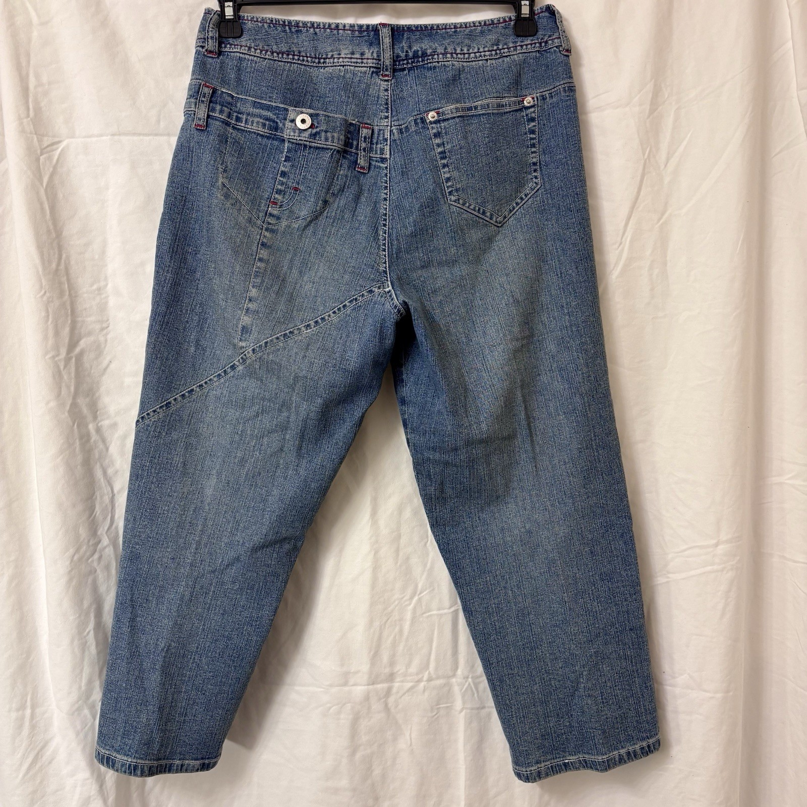 Carolina Blues Stretch Patchwork Denim Jeans Blue… - image 7
