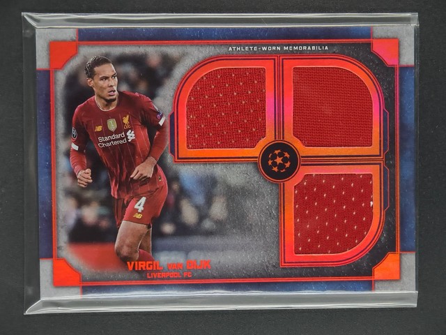 Virgil Van Dijk 2019-20 Topps Museum UEFA Triple Relic Ruby 18/25 [3hk