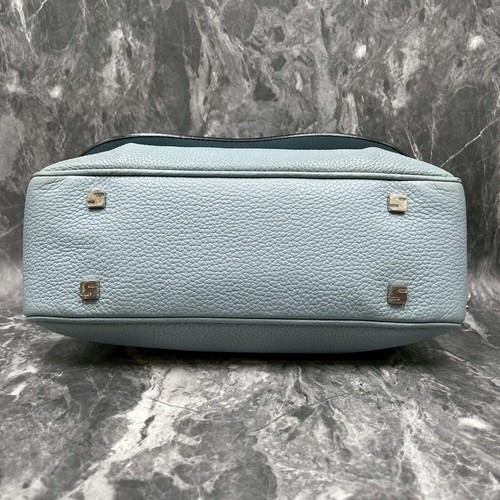 Serapian Leather Shoulder Bag Light Blue Made in Italy Authentic Women's - Picture 4 of 24