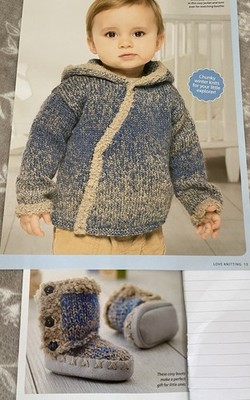Baby Junge Strickmuster Wintermantel & Stiefeletten Set in DK 3 - 24 Monate