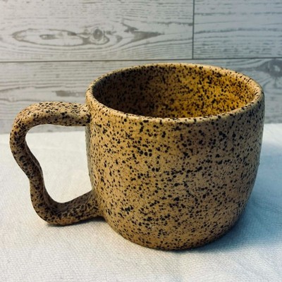 Locally Handmade New Ceramic Speckled Clay Mug - Speckeld Texture & Wavy Handle