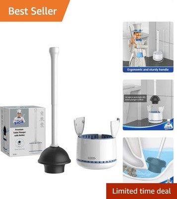 Stylish Toilet Plunger with Ventilated Holder - Maximum Plunging Power & Design