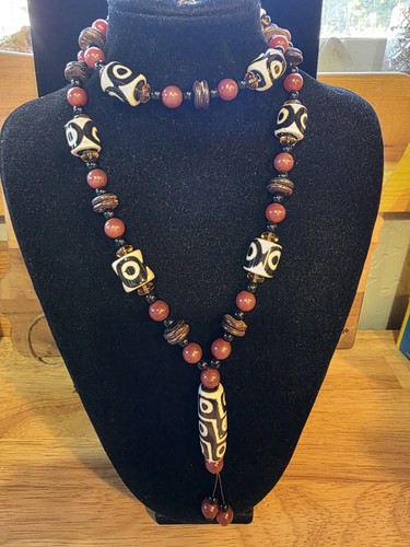Vintage Tibet Agate Heavens Eye Beaded Necklace
