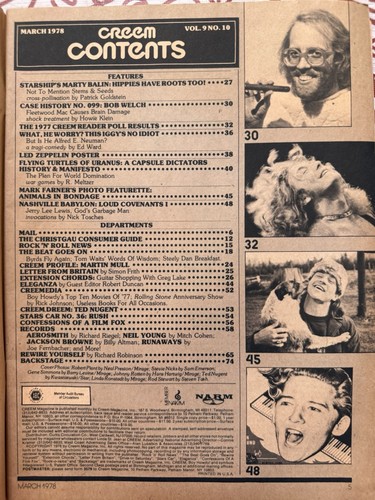 Creem Magazine MAR 1978 READERS POLL iggy ZEPPELIN POSTER jerry lee lewis - Picture 4 of 24