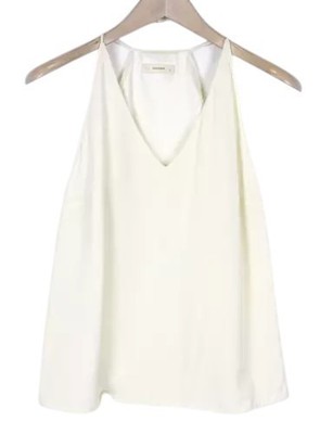 SUISTUDIO Rickie Damen Top UK8 Off-White reine Seide gefüttert Pull On V-Ausschnitt *