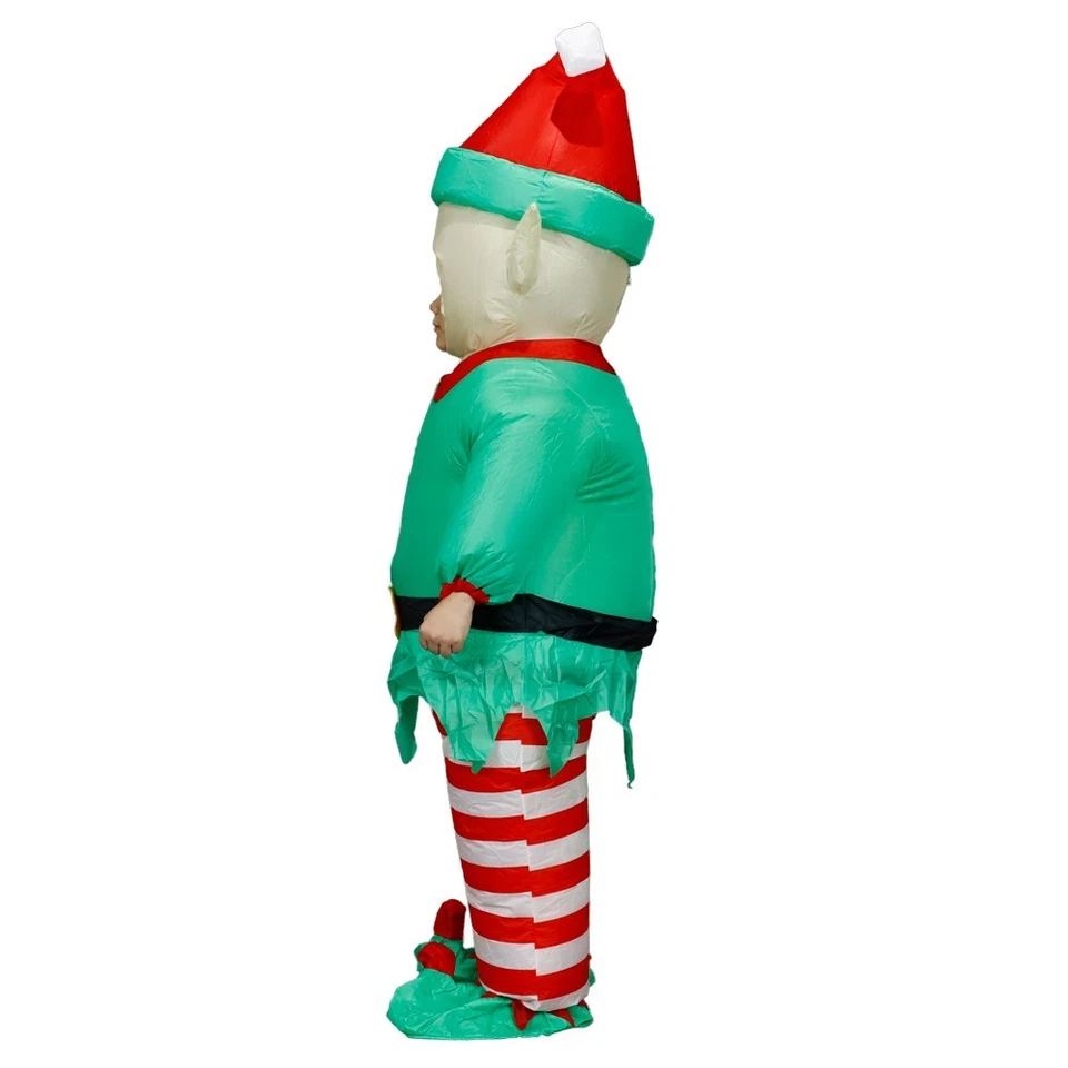 Inflatable Costume Christmas Elf Mascot Blow Up Full Body Cosplay Party Suit - Image 3 of 4