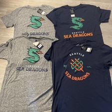 Seattle Sea Dragons XFL Football T Shirts Size Men's Large Medium Lot of 4 NEW