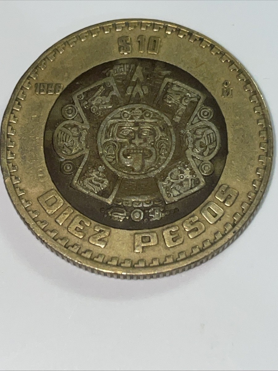 1998 MEXICO $10 PESOS Bi-Metal Mexican Diez Pesos Error On “8”Coin