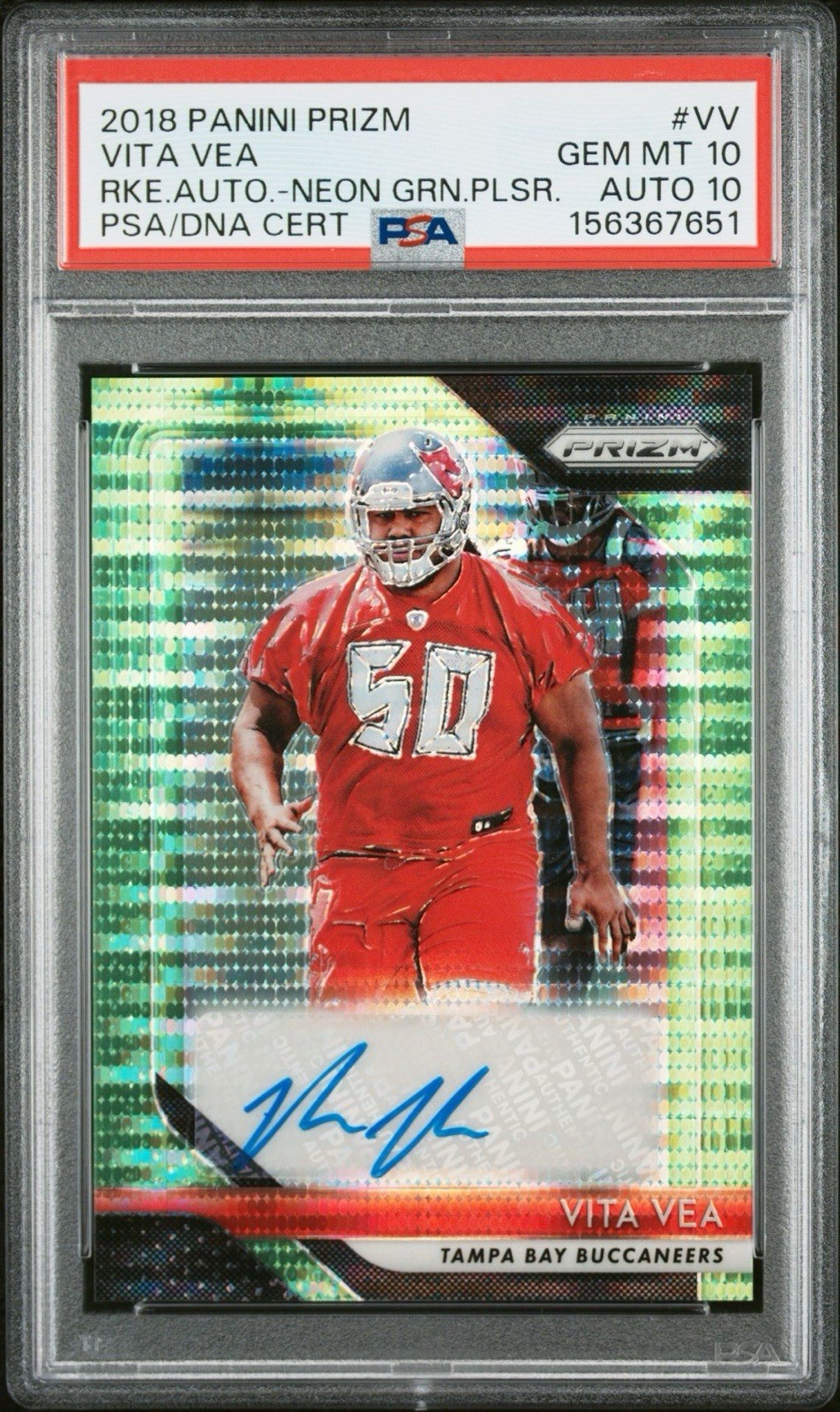 2018 PANINI PRIZM ROOKIE AUTOGRAPHS NEON GREEN PULSAR VITA VEA PSA 10 AUTO 10 VV