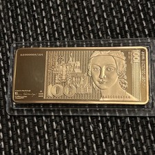 100 DM Kupferbarren Vergoldet DM Schein 40 Gramm