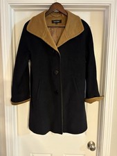 Ellen Tracy Women's Coat Size 8 Vintage Angora Wool Blend Black and Caramel