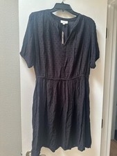 New Loft Black Swiss Dot V-Neck Dress, size medium