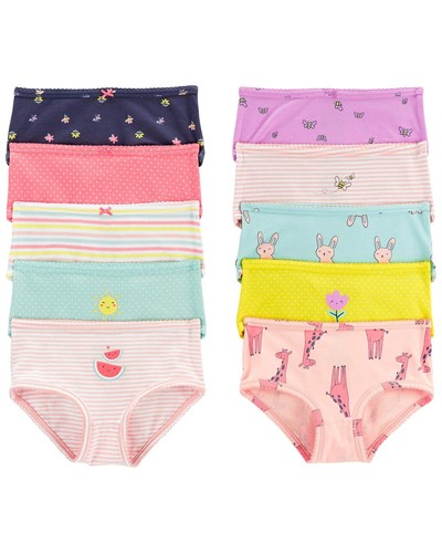 Girl`s Stretch Cotton Panties Underwear 10 Pack, Yellow(3k589310)/Pink, 6/6X