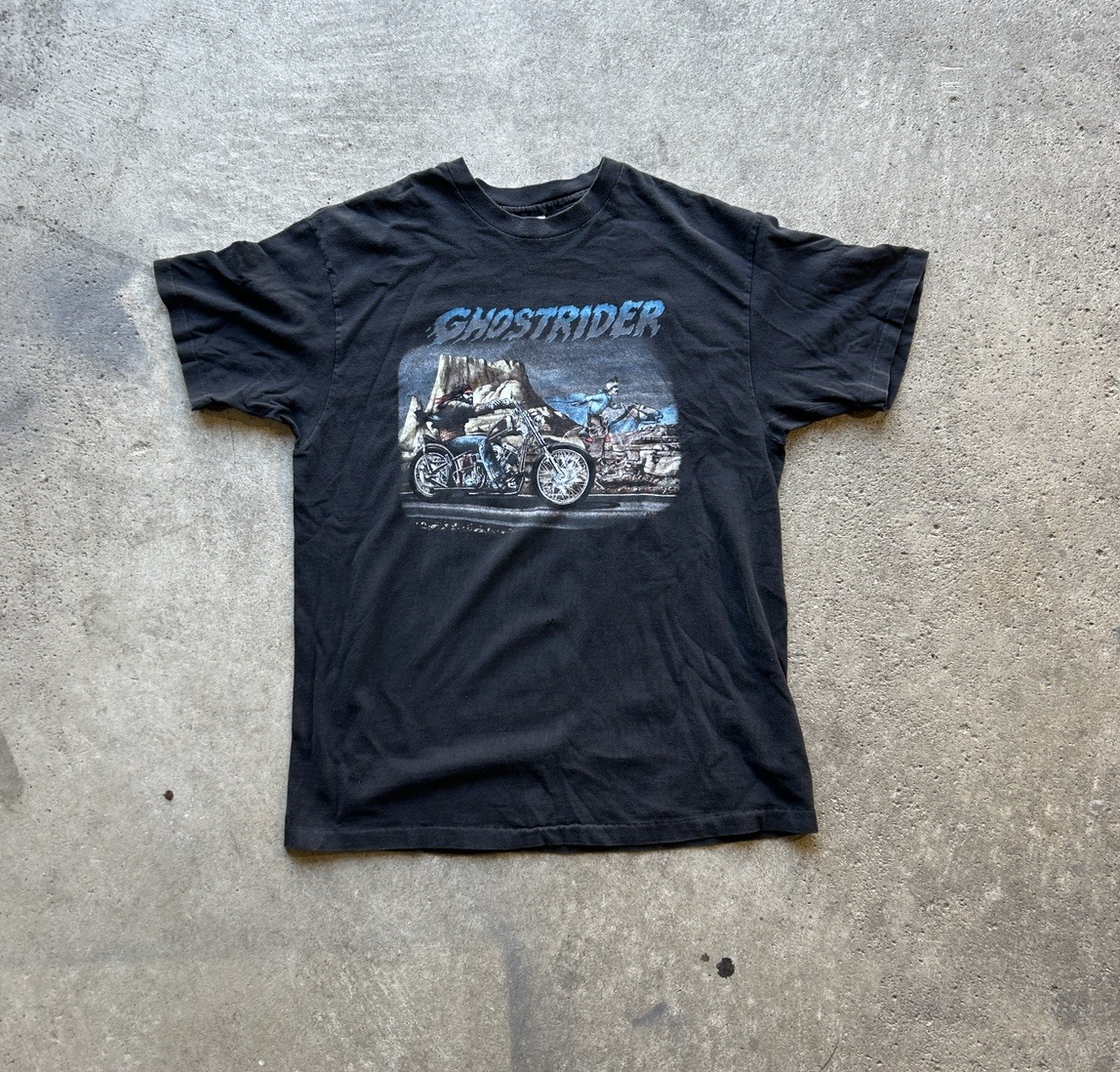 Vintage 90’s Easyrider Magazine David Mann Ghost Rider Biker Tee Shirt  L Hanes