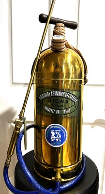 Vintage Signa Italian Brass Fire Extinguisher Original Box, Strap, Labels  Italy