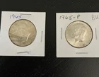 (2X) Kennedy half dollar 1965 coins 40% Silver