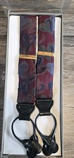 Vintage Trafalgar Silk Suspenders Black Leather Bracers Gold NIB
