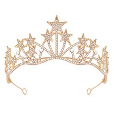 Star Headband Crown, Vofler Gold Tiara Goddess 1 Count Pack of 1 ,