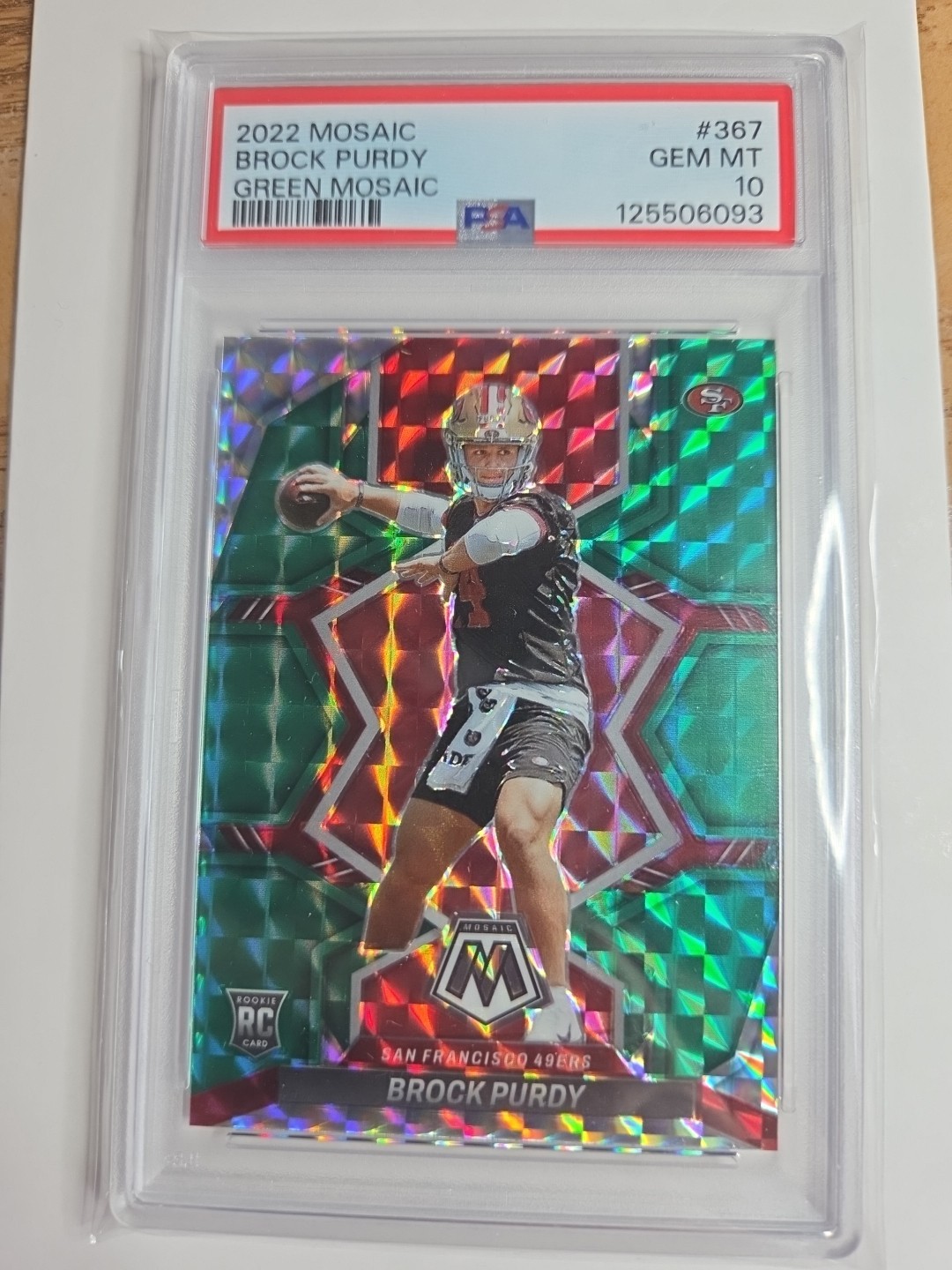 2022 Panini Mosaic Brock Purdy RC #367 Green Mosaic Prizm PSA 10 49ers CB4