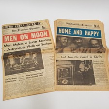 1969 Apollo 11 Moon Landing Newspaper Lot SF Chronicle Examiner Original VTG