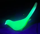 FENTON URANIUM BURMESE GLASS BIRD LONG TAIL FIGURINE