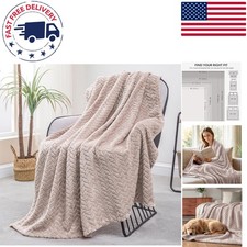 Oversized 50"x70" Flannel Throw for Couch - Soft Camel Blanket for All Seasons
