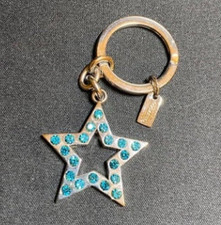 Star Shaped Coach Keychain Key Ring Charm Star Stud Blue Jewel New