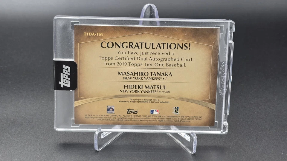2019 Topps Tier One Dual Auto Matsui/ Tanaka #/10 On Card Auto Yankees T1DA-TM  - Image 2 of 2