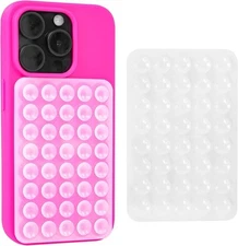 Silicone Suction Cup Phone Case Mount, Sticky Grip Pink 