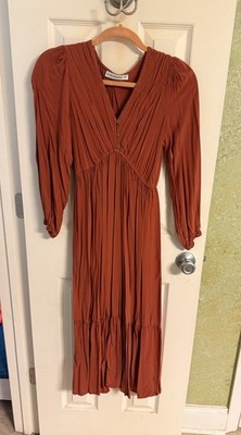 Rusttydustty Women s Rust Colored Long Sleeve Maxi Dress Size M