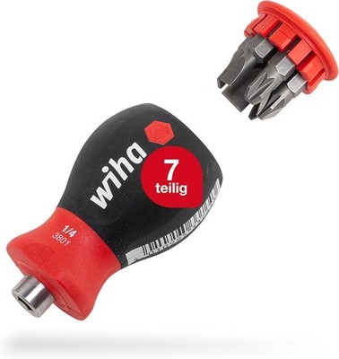 Wiha Magazin-Bithalter Stubby 3801-04 / Mini Schraubendreher mit 6 Bits im