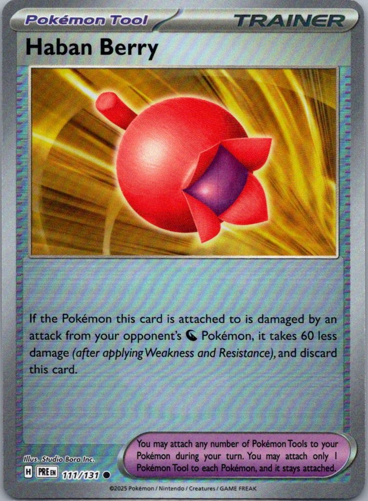 Pokemon TCG Haban Berry 111/131 Prismatic Evolutions Pokeball Holo NM