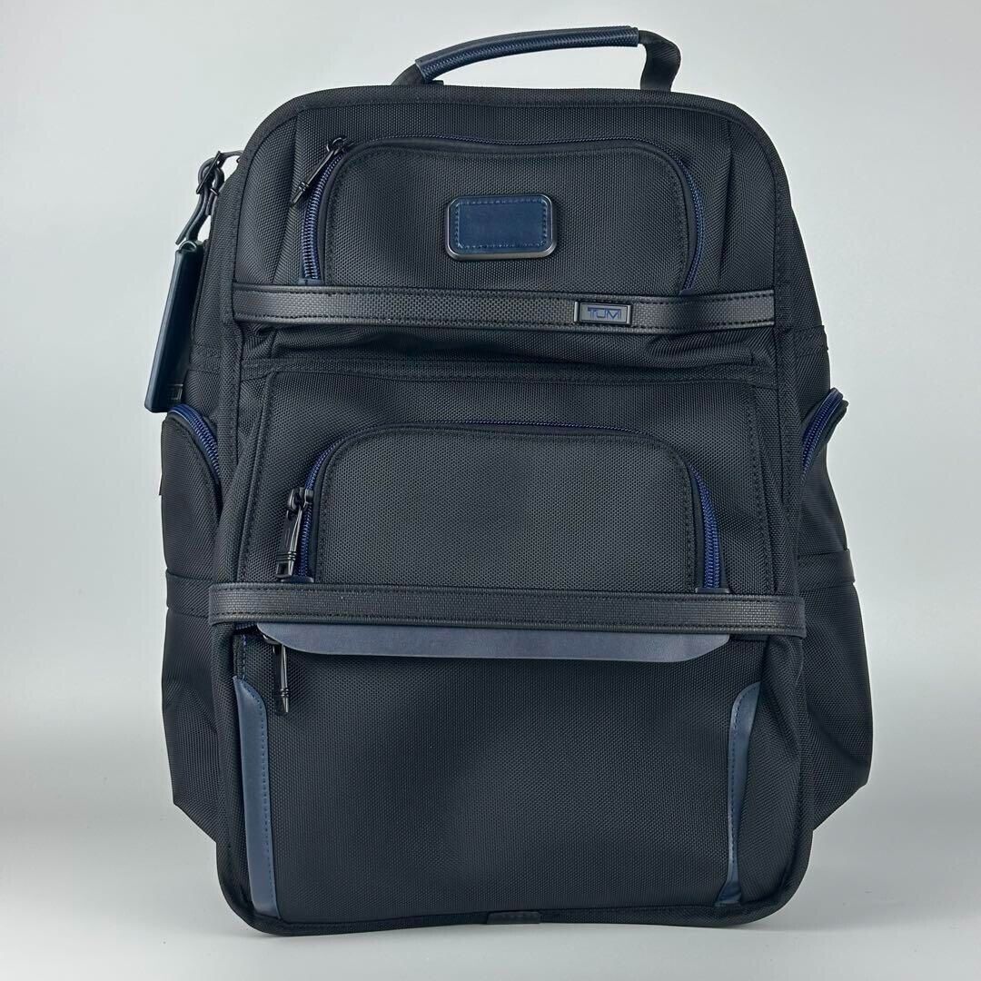 TUMI ALPHA3 Brief Pack Backpack Black Ballistic Nylon Blue TUMI ALPHA3 Brief Pack Backpack Black Ballistic Nylon Blue