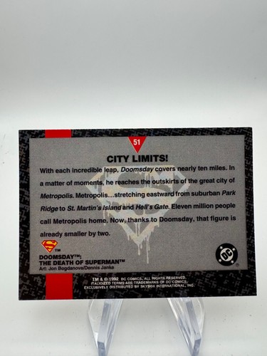 The Death of Superman Doomsday Trading Card YOU PICK DC Comic 1992 Fleer Skybox - Picture 126 of 206
