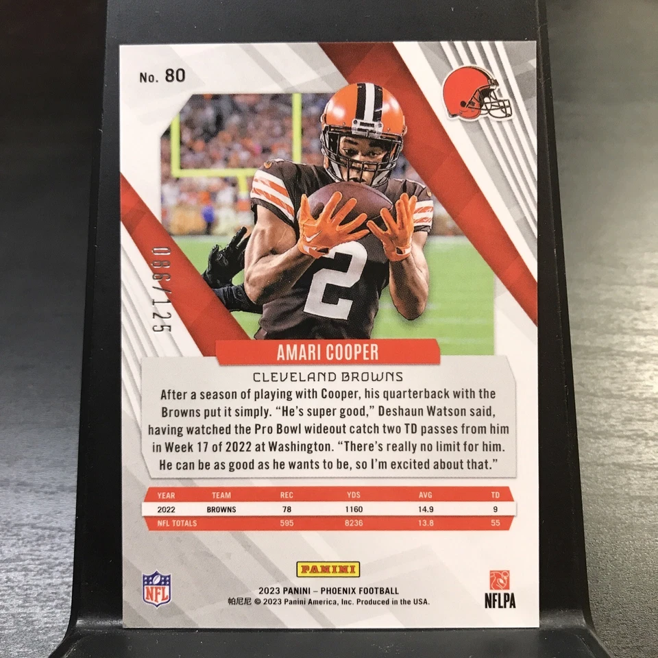 2023 Panini Phoenix Football Amari Cooper 80 TEAL Browns 086/125 SP - Image 2 of 3