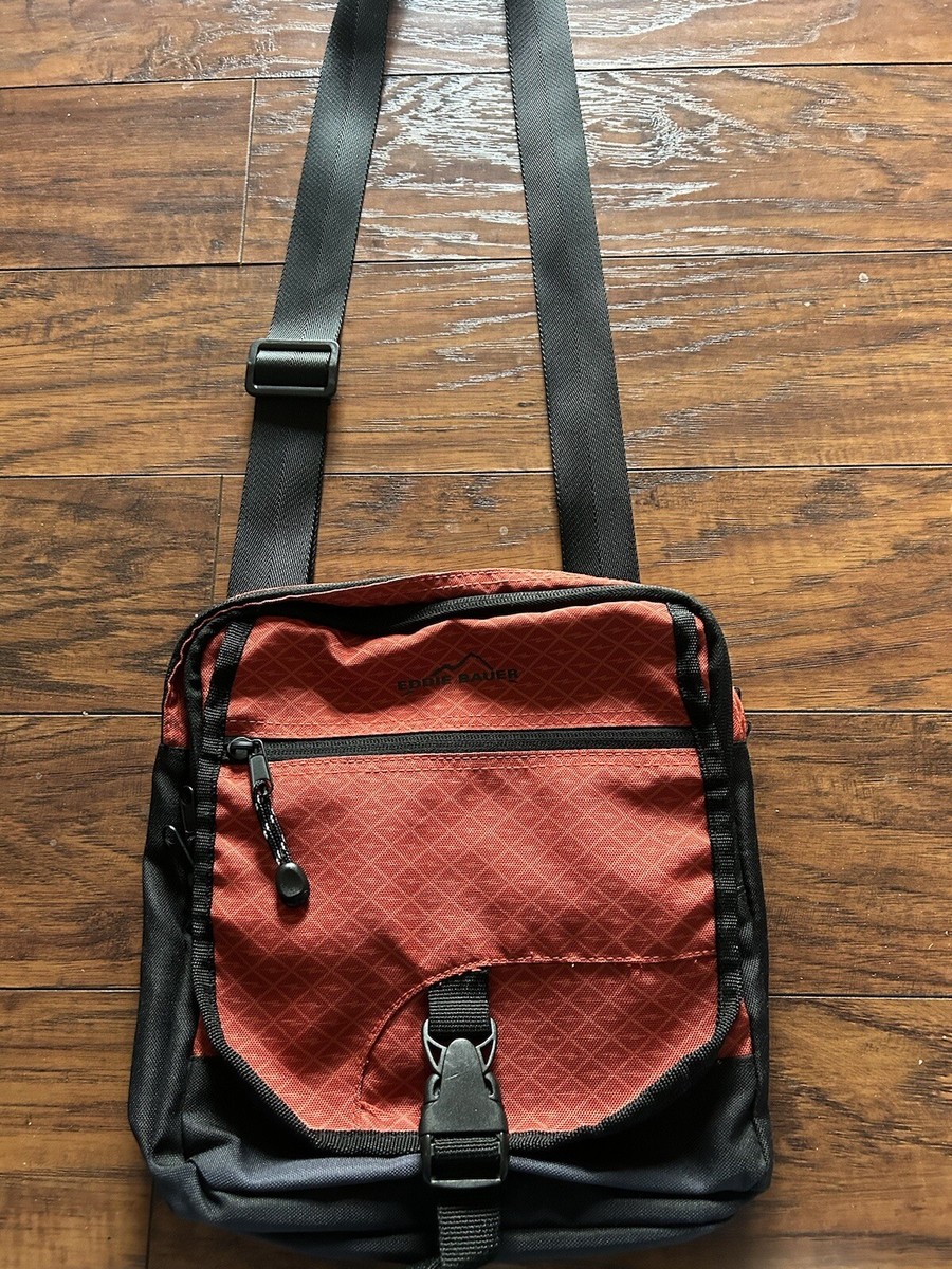 Vtg 90s Eddie Bauer Cross Body Canvas Travel Bag Orange with
