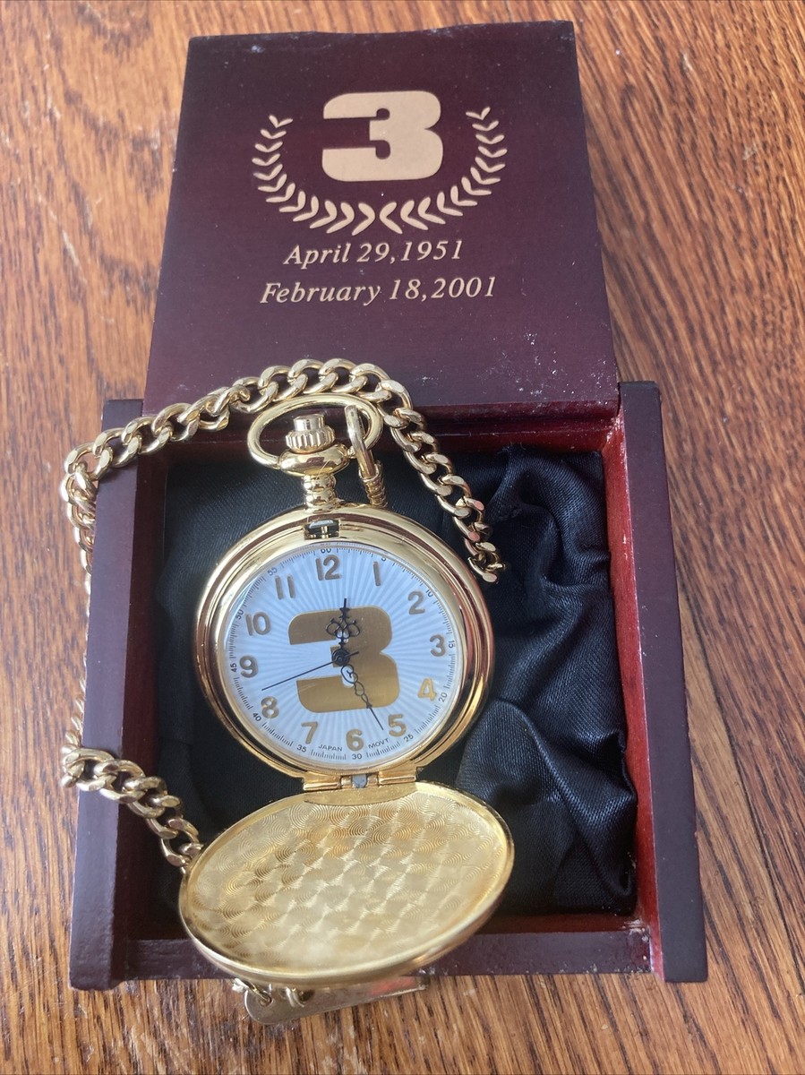 Dale Earnhardt #3 1951-2001 Nascar #3 Pocket Watch in Wooden Box