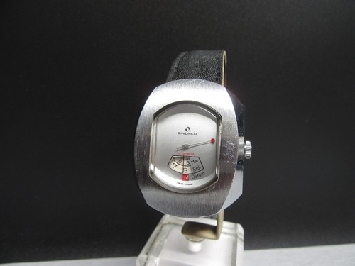 N616⭐⭐ Vintage " SINDACO " Scheibenuhr Handaufzug Armbanduhr Jump Hour ⭐⭐ - Picture 8 of 22