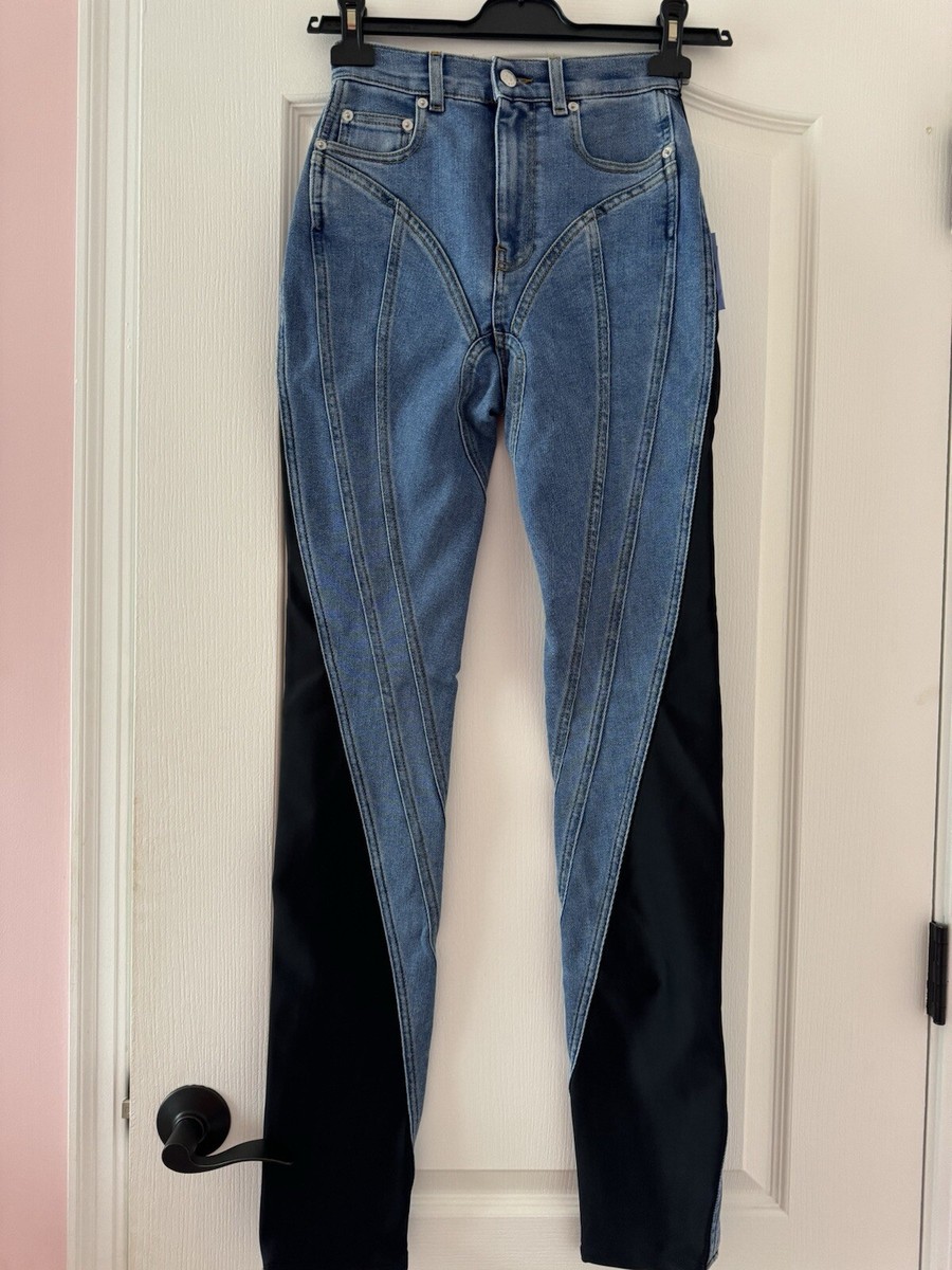  MUGLER スキニーデニム 34 MUGLER Spiral Paneled High Waist Jeans Sz FR 34 / US 2 | eBay