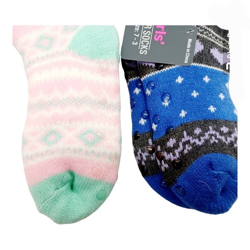 2x Little Girls Rabbit & Panda Bear Slipper Socks-Shoe Size 7-3-Faux Fur Lined - Picture 2 of 3