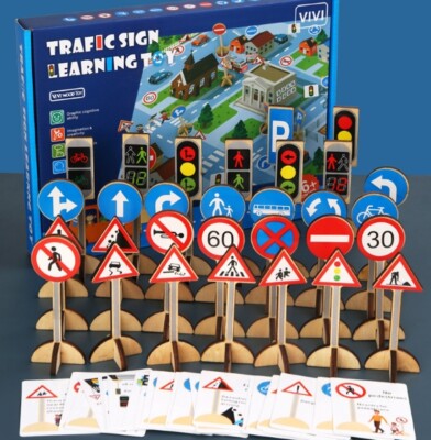 Children's early education cognitive road signs road traffic signs wooden toys