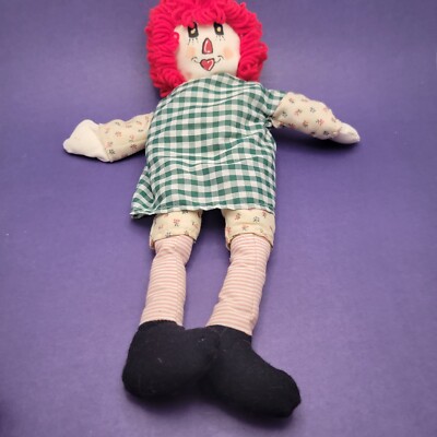 Vintage Raggedy Ann Doll Green and White Checkered Dress 18 inch Tall | eBay