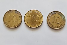 COIN VINTAGE AUTHENTIC LOT OF 3 GERMANY 10 PFENNIG 1950 1973 1979