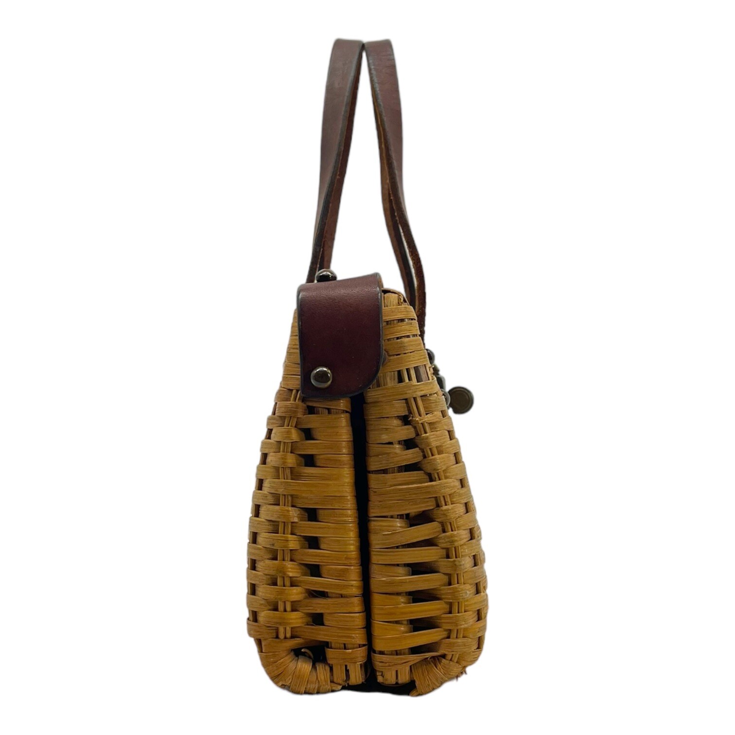 Vintage 50s ETIENNE AIGNER Handmade Wicker Top Handle Handbag Basket Box Bag image 7