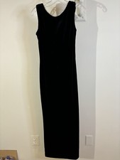 VTG Scott McClintock Black Velvet Long Sleeveless Evening Dress Sz 6 Bead Trim
